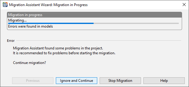 imagein some cases you have to select “Ignore and Continue” for problems found by the Migration Assistant